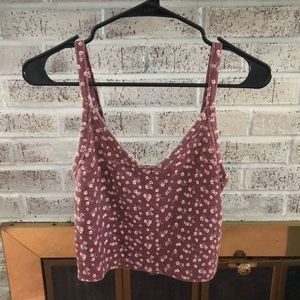Purple floral tank top with waffle material from American Eagle, size S
